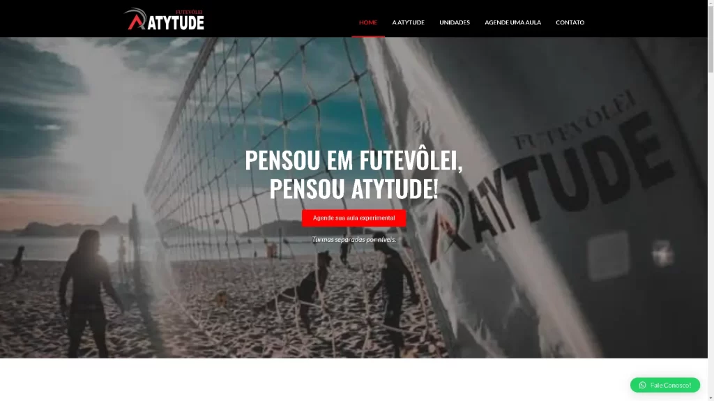 Página principal do website da empresa Atytude Futevôlei. Rede de Escolas de Futevôlei da Atytude Esportes. Conta com uma equipe dedicada a te ajudar no alcance de todas as suas metas para juntos obter grandes resultados.