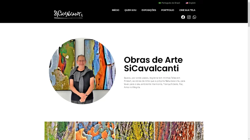 Página principal do website do artista SiCavalcanti, engenheiro por formação e fotógrafo por vocação, SiCavalcanti é um artista plástico biofílico, e cria obras abstratas honrando a Natureza a partir de suas imagens digitais, em FineArt.